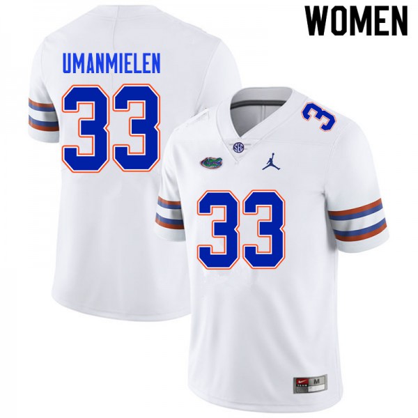 Women #33 Princely Umanmielen Florida Gators College Football Jersey White